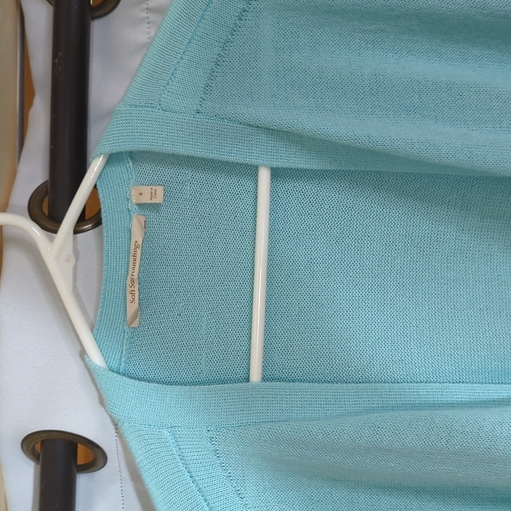 Soft Surroundings Open front Cardigan Linen Blend Button Accent Sleeve - Picture 6 of 9
